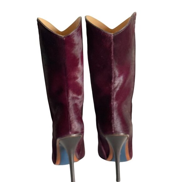 Lucchese Clarissa Aubergine Calf Hair Dress Boots Sz 6.5 Pointed Coastal Cowgirl - Picture 6 of 14